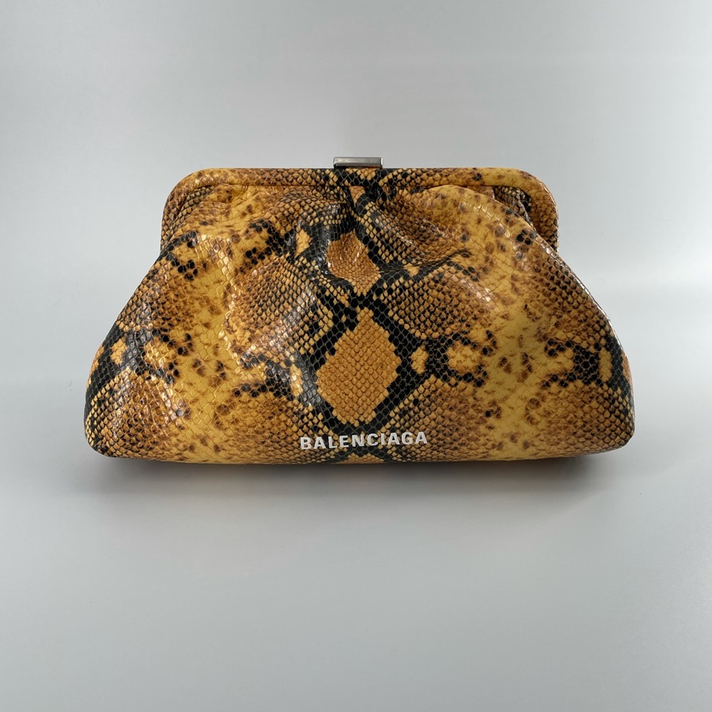 New authentic balenciaga python clutch w/ strap